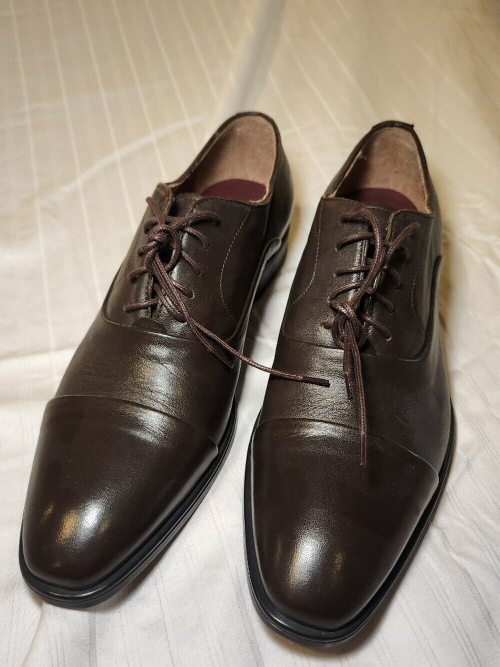 Bruno Magli Locascio Cap Toe Oxford Dark Brown Leather Shoes 7.5 M NWT